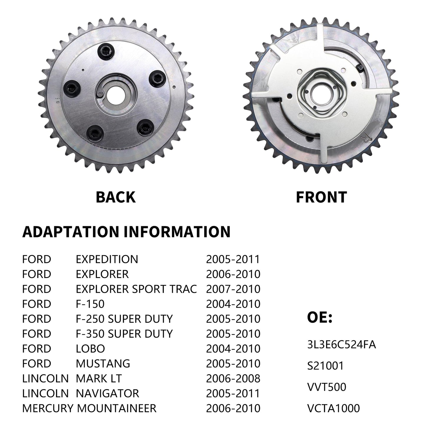 HiSport Variable Valve Timing Sprocket - Engine Timing Part Gear Compatible with Ford Some Models, Replacement for 3R2Z6A257AA 3L3E6C524FA 3L3Z6256DA 3L3Z6256EA 3L3Z6256FA 3R2Z6A257DA