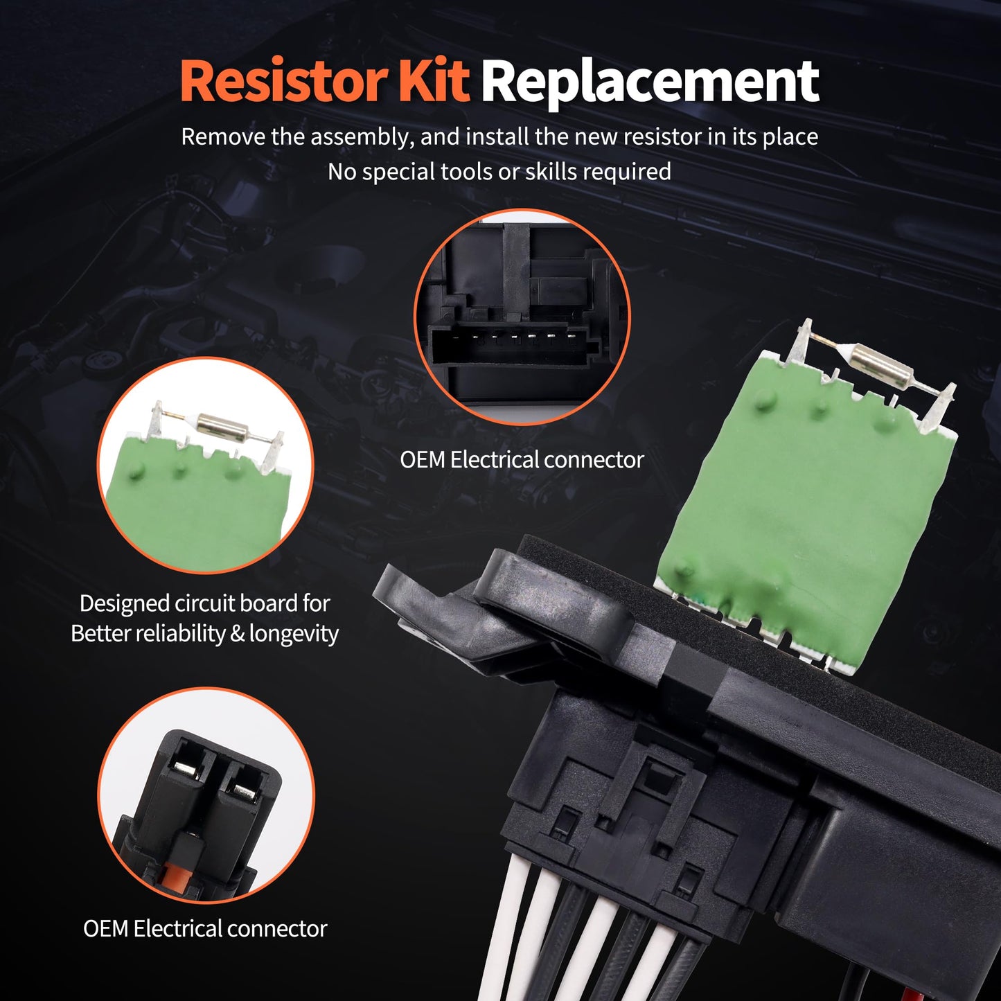 HiSport 89019100 HVAC Blower Motor Resistor Kit with Harness Compatible with Chevy Trailblazer EXT & GMC Envoy XL XUV & Buick Rainier & Isuzu Ascende & Oldsmobile Bravada Replaces 973-008, 973008