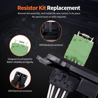 HiSport 89019100 HVAC Blower Motor Resistor Kit with Harness Compatible with Chevy Trailblazer EXT & GMC Envoy XL XUV & Buick Rainier & Isuzu Ascende & Oldsmobile Bravada Replaces 973-008, 973008