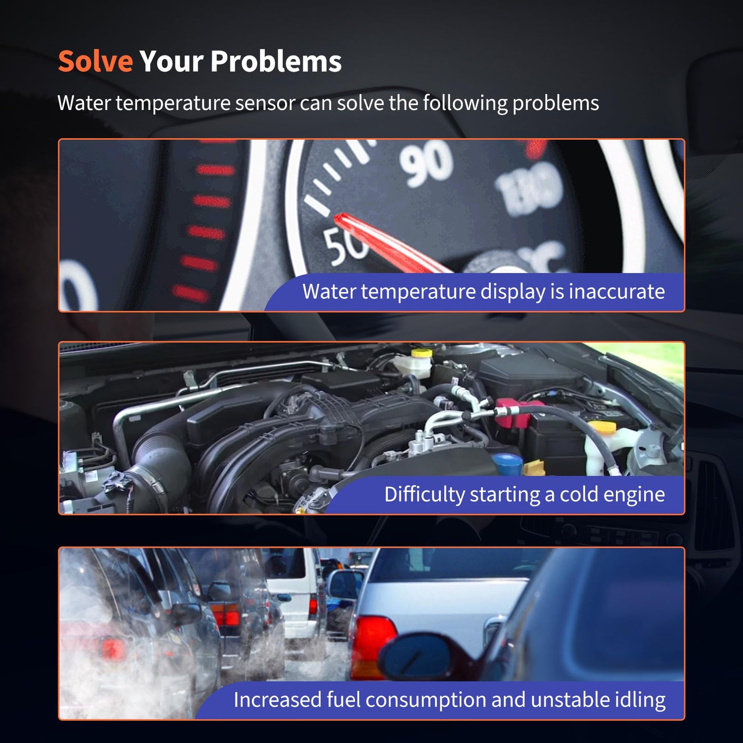 HiSport 1/2'' - 14 NPT Water Temperature Sending Sensor - Compatible with Mercruiser V6 V8 4.3 5.0 5.7 7.4 8.2 350 Replaces 18-5898 171960