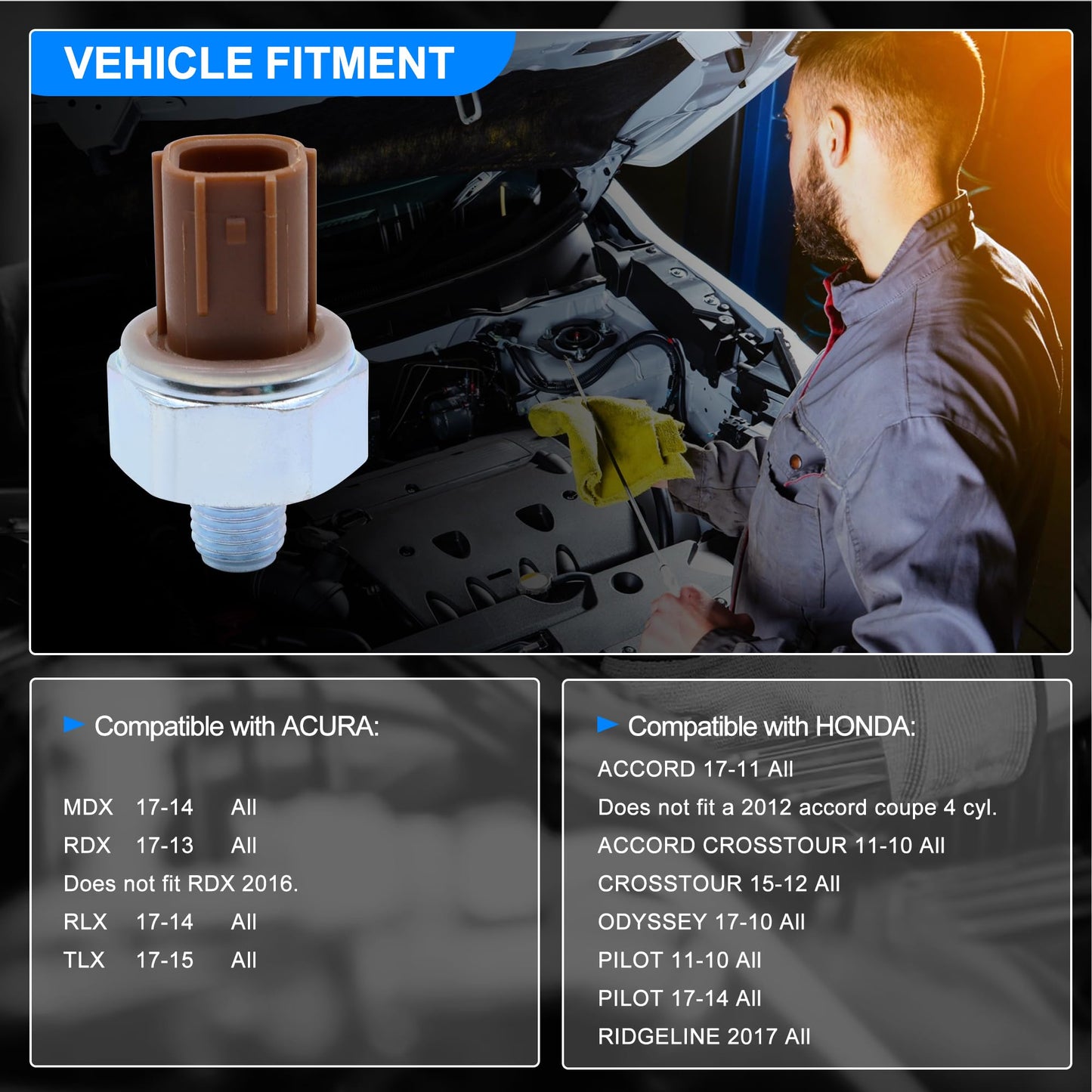 HiSport 37240-R70-A02 37240-R70-A03 37240-R70-A04 Oil Pressure Sensor Switch Compatible with 2008-2017 Accord 2012-2014 Crosstour 2008-2017 Odyssey 2009-2017 Pilot 2017-2017 Ridgeline