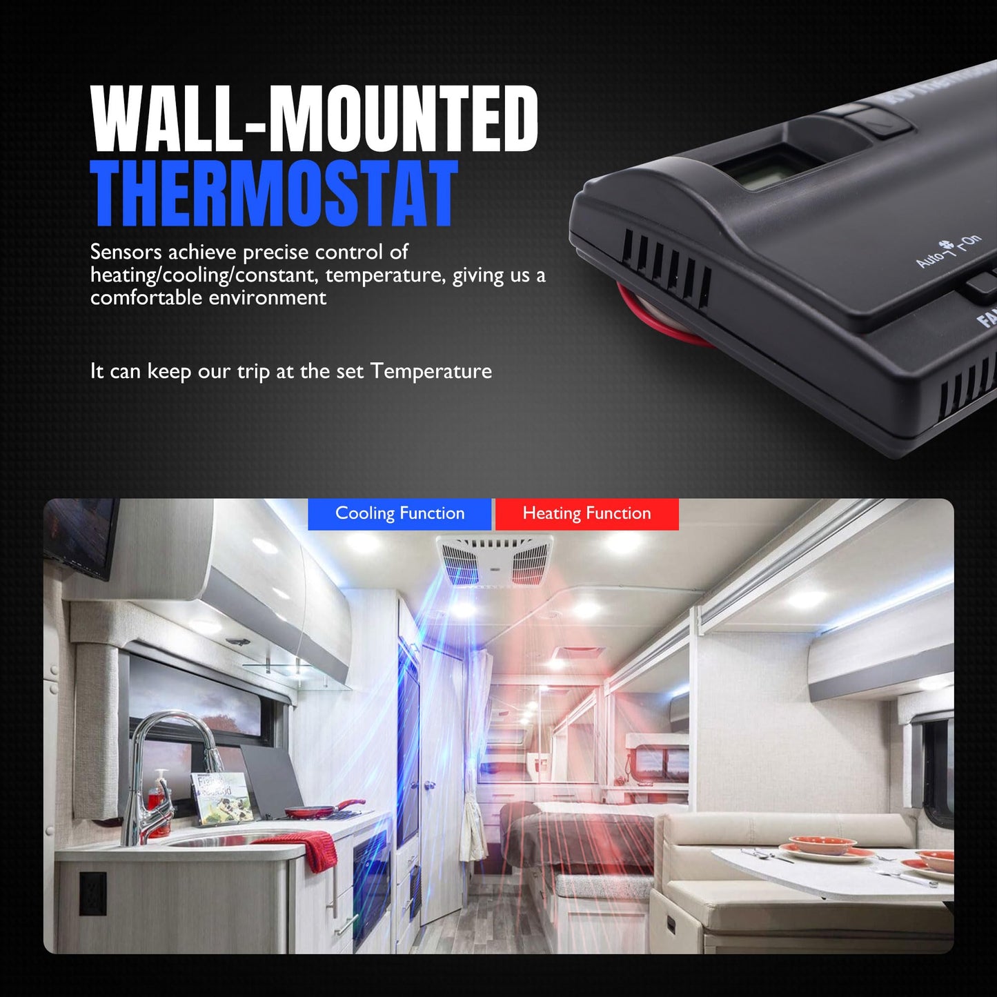 HiSport Motorhome 83303862 Upgrade T-Stat Wall Digital Thermostat Replacement for Coleman Mach 8330-336 337 338 339 368 386 Digital Thermostat Heat/Cool Air Conditioner Digital