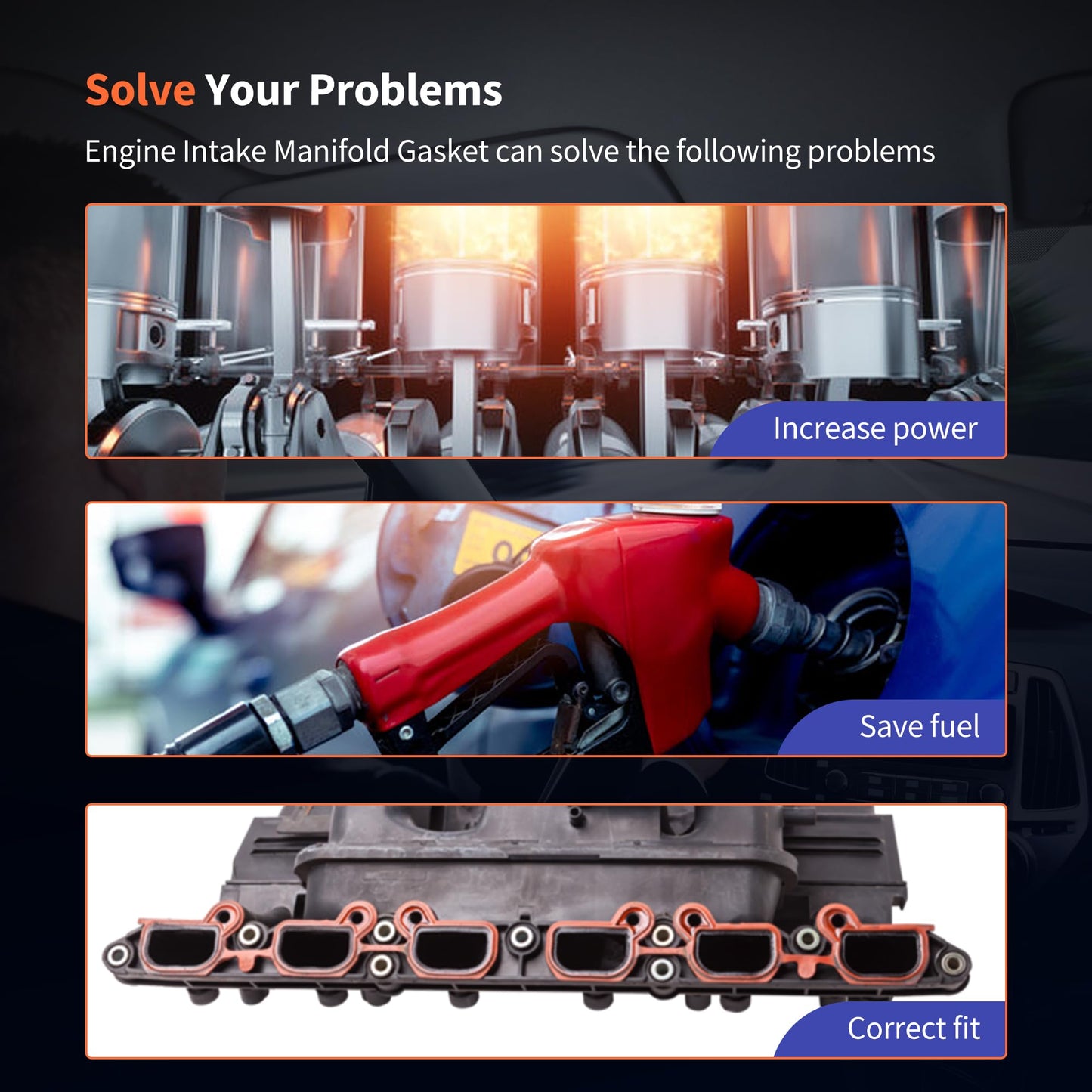 HiSport Engine Intake Manifold Gasket - Compatible with BMW 320I 323CI 323I 325CI 325I 325XI 328CI Replaces 11611436631 21006001071