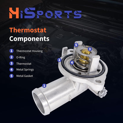 HiSport Thermostat Housing Assembly - Compatible with Chrysler 300 2011-2023 | Dodge Challenger Charger 2011-2023 - Replace 902-3035HP