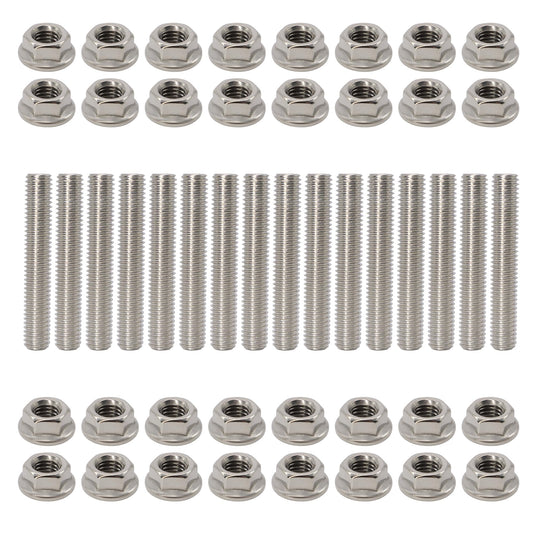 HiSport N811313S431 Exhaust Manifold Stud and Nuts Kit 48pcs - Compatible with Ford Lincoln Mercury 1996-2017 4.6L 5.4L Engines with High Strength Nuts (Stainless Steel) - Repace W707747S431