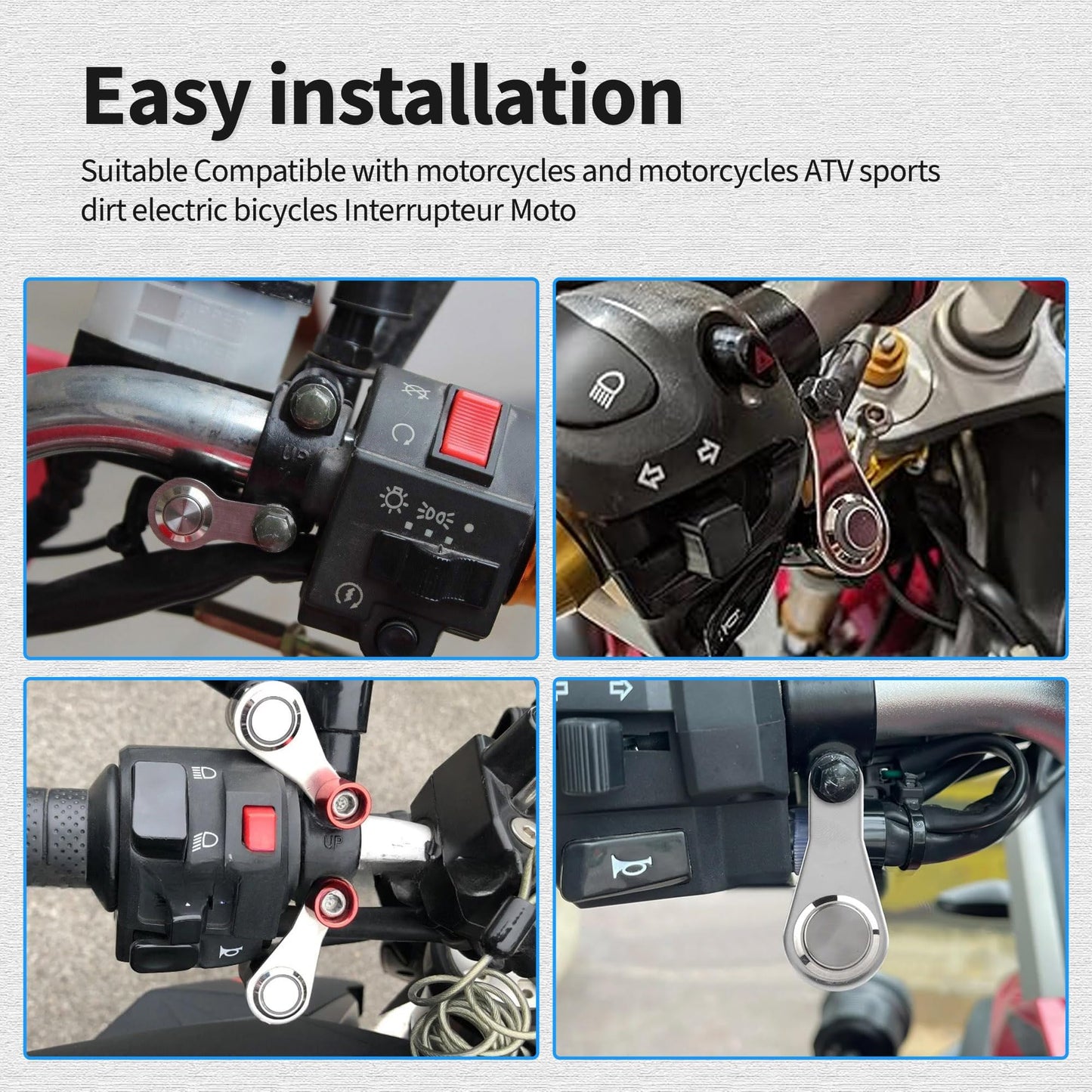 HiSport LED Motorcycle Switch ON-Off Headlight Fog Light Handlebar Adjustable Mount Waterproof Switches Button DC 12V