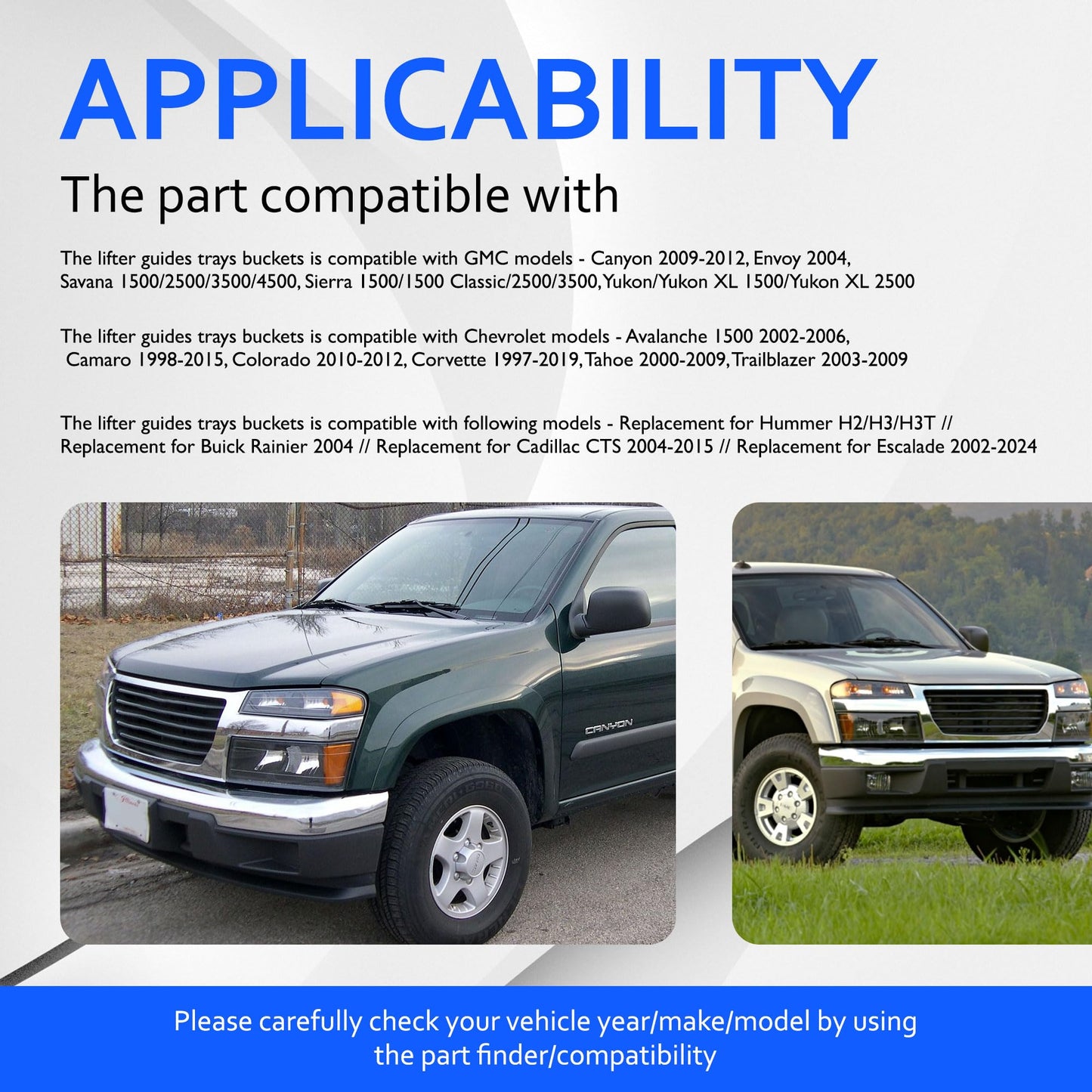 HiSport 12595365 Lifter Guides Trays Buckets - Compatible with GMC Canyon Envoy Savana Chevrolet Avalanche Camaro Hummer H2 H3 H3T Buick Rainier Cadillac CTS Replaces 12569259