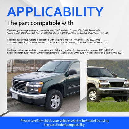 HiSport 12595365 Lifter Guides Trays Buckets - Compatible with GMC Canyon Envoy Savana Chevrolet Avalanche Camaro Hummer H2 H3 H3T Buick Rainier Cadillac CTS Replaces 12569259