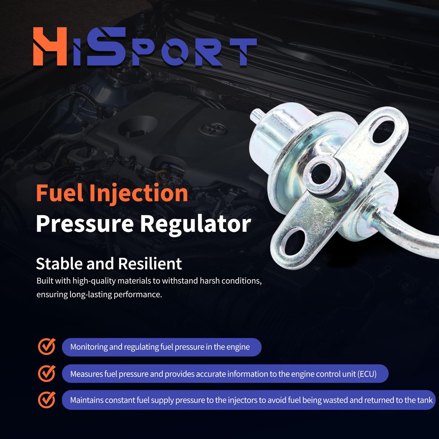 HiSport Fuel Injection Pressure Regulator 23280-62030 Compatible with Toyota 4Runner 1996-2002, Tacoma 1995-2004, T100 1995-1998, Tundra 2000-2004