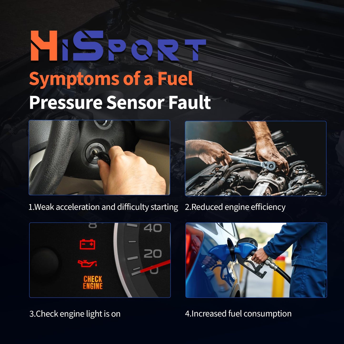 HiSport 83530-60020 Oil Pressure Switch Sensor - Compatible with Chevy Geo Lexus Pontiac Scion Subaru Toyota Prizm CT200h ES300 ES300h ES330 ES350 GS F GS300 GS350 1993-2016 - Replace 37241-RNA-A01