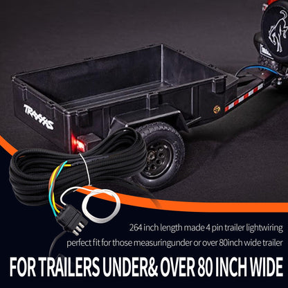 HiSport 4 Pin 5 Wire Trailer Wiring Harness 22FT Trailer Light Kit 5 Wire 4 Pin Harness Trailer Connector Wire Plug for Both-Side Taillights of Rewiring Trailer RV Boat