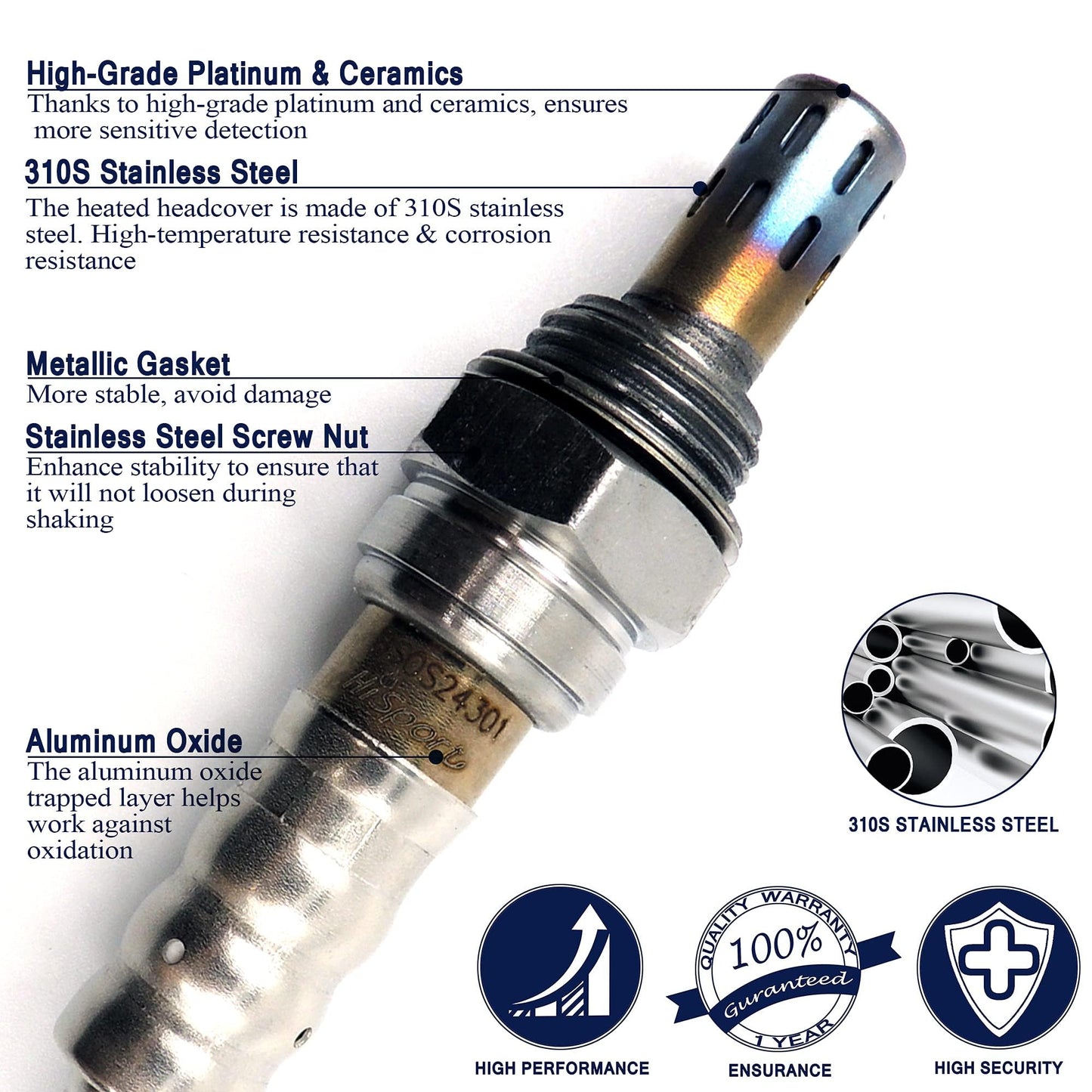 HiSport 250-24301 Oxygen Sensor Compatible with Mercury Mariner Milan Mariner, Mazda Tribute CX-9, Lincoln Zephyr MKX MKZ, Ford E-150 F-250 F-350 F-450 F-550 Super Duty Fiesta Figo Fusion Taurus X