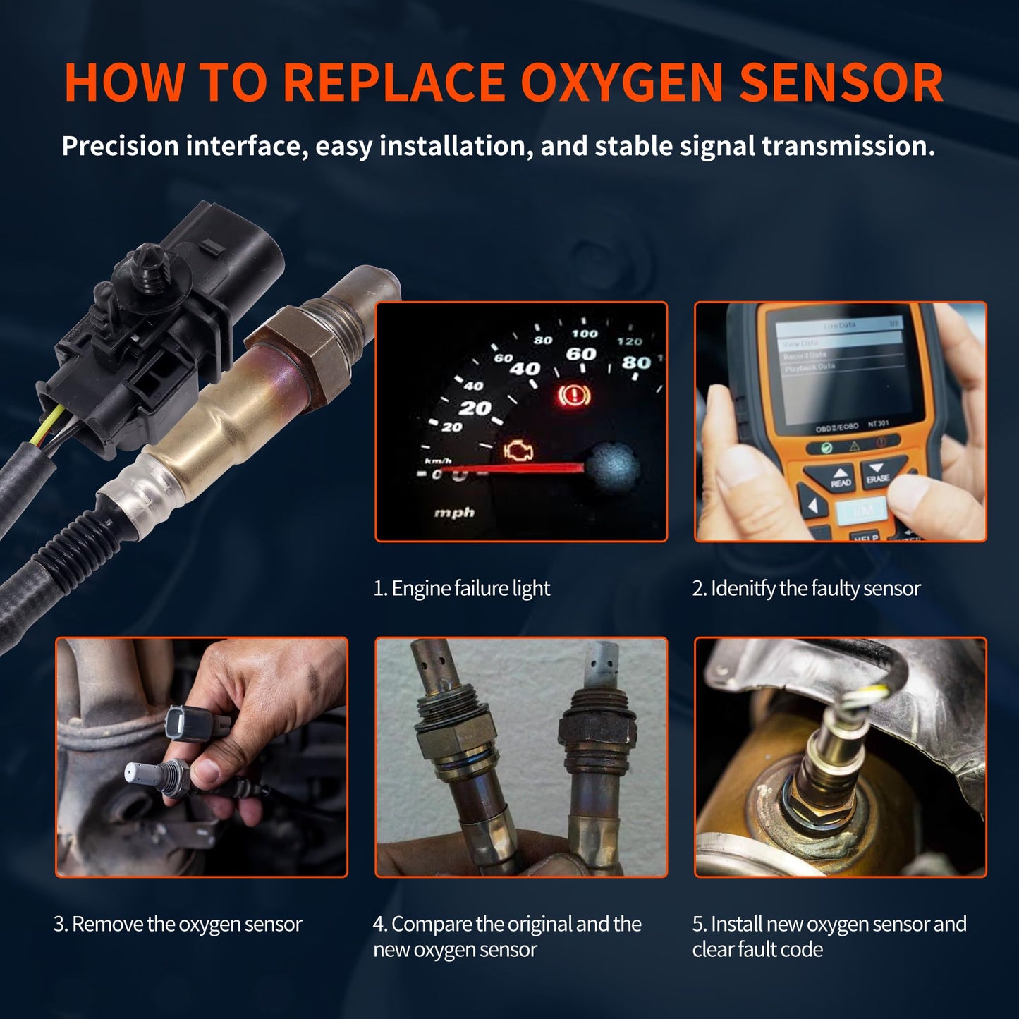 HiSport Oxygen Sensor - Compatible with Mercury Marine Outboard Engine 175hp 200hp 225hp 300hp 350hp 400hp 450hp 500hp 600hp Replaces 8M0142695
