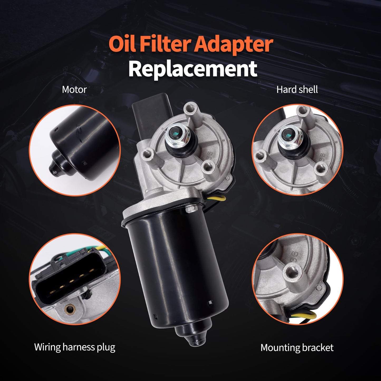 HiSport Front Windshield Wiper Motor - Compatible with Jeep 2018 Wrangler JK 2007 2008 2009 2010 2011 2012 2013 2014 2015 2016 2017 Wrangler - Replace 55077859AB 55077859AC 68002388AA