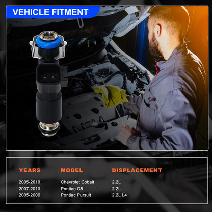 HiSport 4 Fuel Injectors 12582219 Disc Fuel Injectors with Retainer Clip Replacement for chevrolet Cobalt 2005-2010 2.2L,Compatible with Pontiac G5 2007-2010 2.2L,Pursuit 2005-2006 2.2L L4 2171634