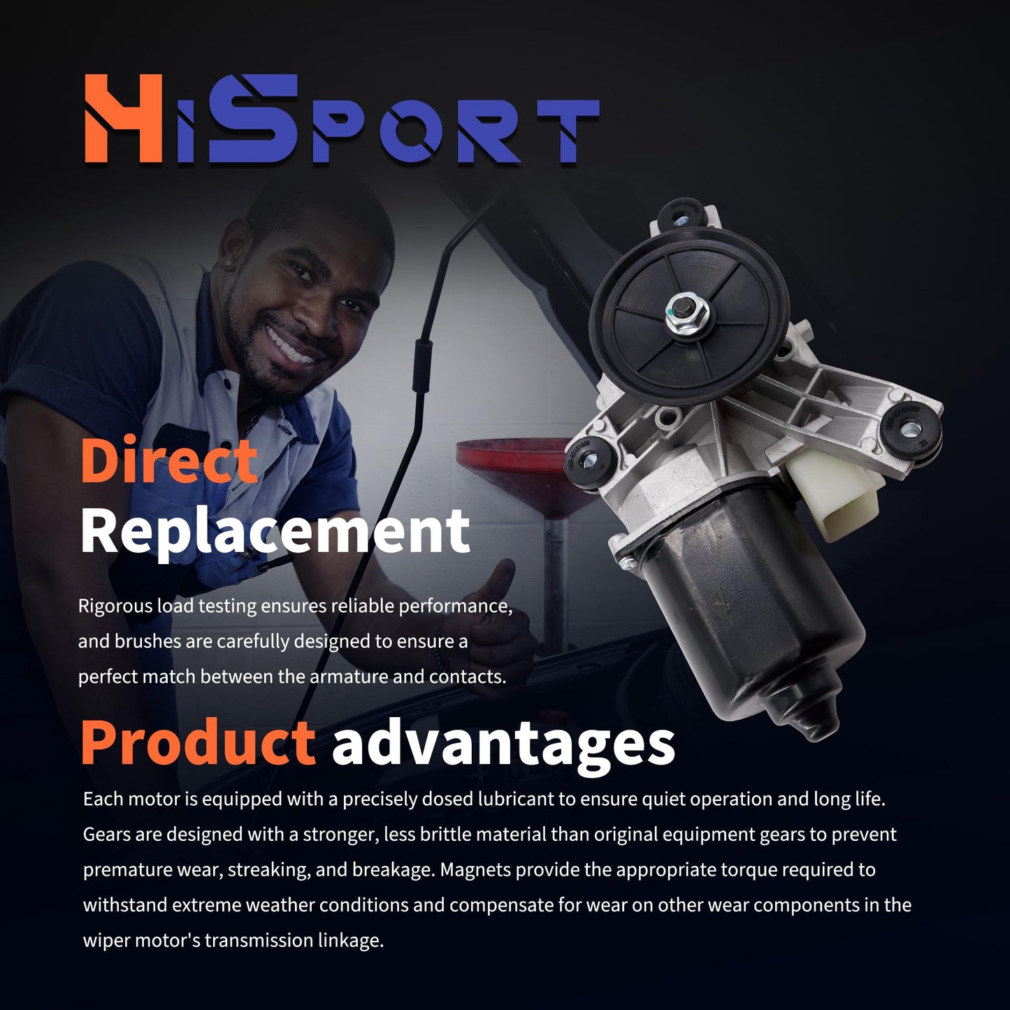 HiSport New Front Windshield Wiper Motor 12368703 - Compatible with Chevy Blazer S10 GMC Jimmy Sonoma Isuzu Hombre Oldsmobile Bravada 1998-2004