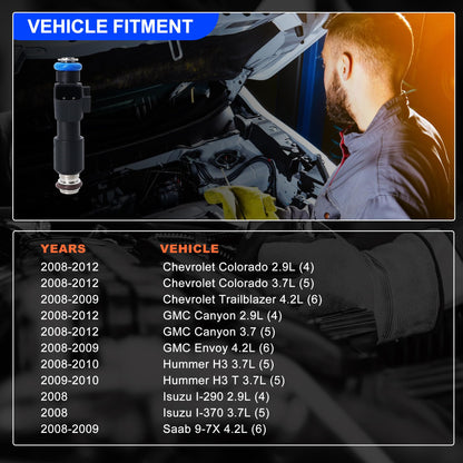 HiSport Fuel Injectors 12616382 6 PCS Compatible with Chevrolet Colorado 2WD 4WD 2009-2012,GMC Canyon 2WD 4WD 2009-2011,Hummer H3 SUV 2009-2010, H3T 2009-2010, 3.7L 2.9L