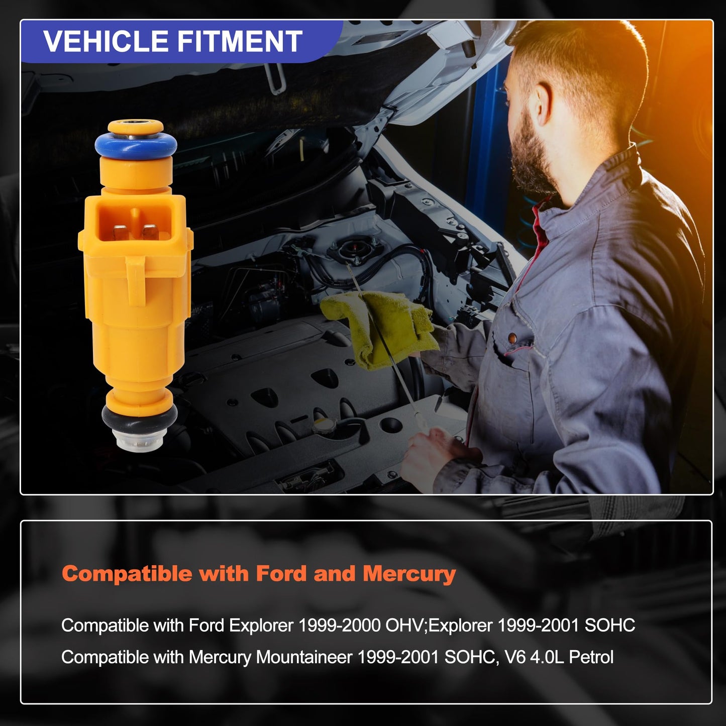 HiSport Fuel Injectors 0280155900 6PCS Replacement For Explorer Mercury Mountaineer 4.0L 1999 2000 2001