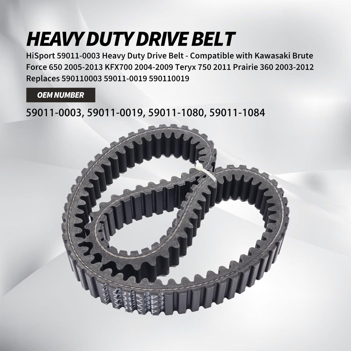 HiSport 59011-0003 Heavy Duty Drive Belt - Compatible with Kawasaki Brute Force 650 2005-2013 KFX700 2004-2009 Teryx 750 2011 Prairie 360 2003-2012 Replaces 590110003 59011-0019 590110019