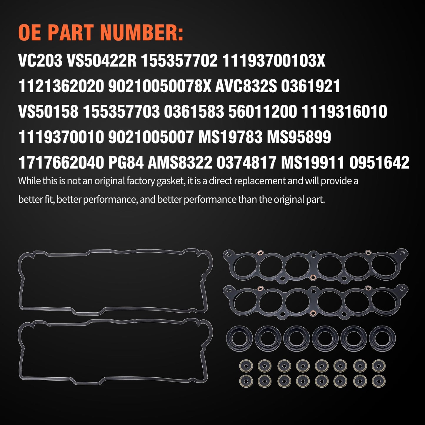 HiSport Engine Cylinder Valve Cover Gasket Set - Compatible with Toyota 1995-2004 Tacoma 3.4L 2000-2004 Tundra 3.4L 1996-2002 4Runner 3.4L 1995-1998 T100 3.4L - Replace VS50422R