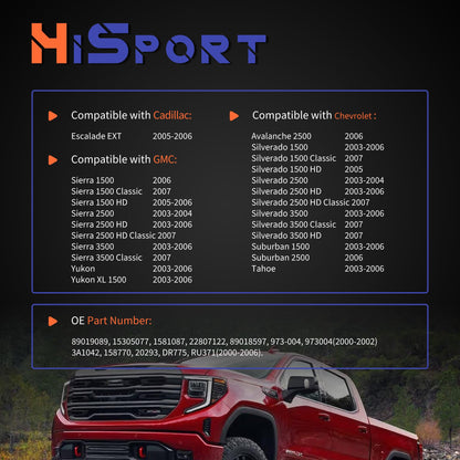 HiSport 89019089 HVAC Blower Motor Resistor Compatible with Cadillac Escalade EXT& Chevrolet Avalanche Silverado Suburban Tahoe & GMC Sierra 1500 2500 3500 Yukon 973-004, 89018597, 22807122, RU371