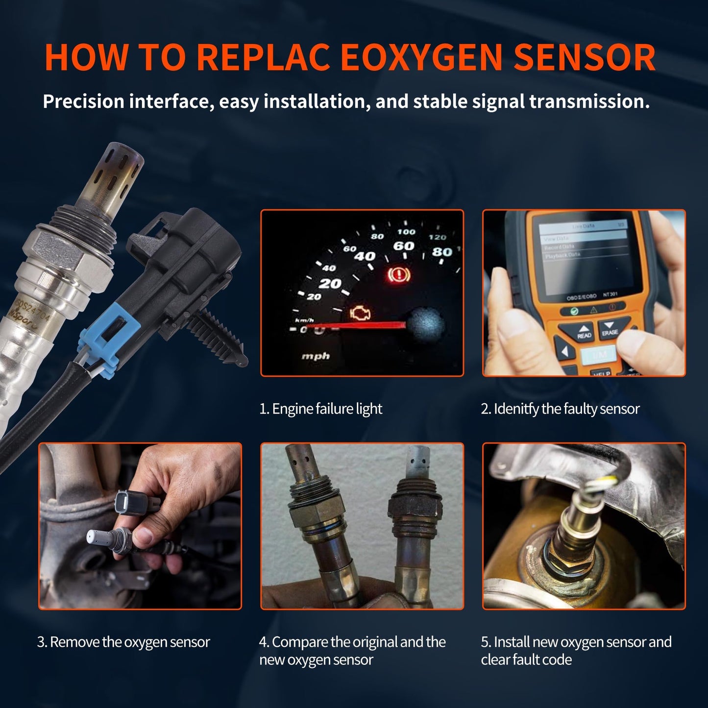 HiSport 250-24492 Upstream/Downstream Oxygen Sensor Compatible with Buick Lacrosse Regal, Cadillac SRX STS, Chevrolet Avalanche 2500 Express 2500 3500 4500, GMC Savana 3500, Pontiac G6, Saturn Aura