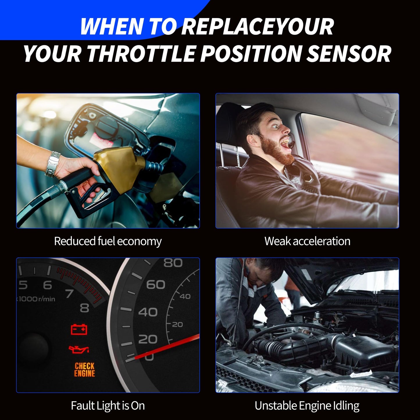 HiSport 3L5Z9B989AA Throttle Position Sensor TPS - Compatible with Ford Expedition Explorer Lincoln LS Mark LT MKS MKT Mercury Mountaineer Grand Marquis Replaces 4W4Z9B989AA 6L2Z9B989A