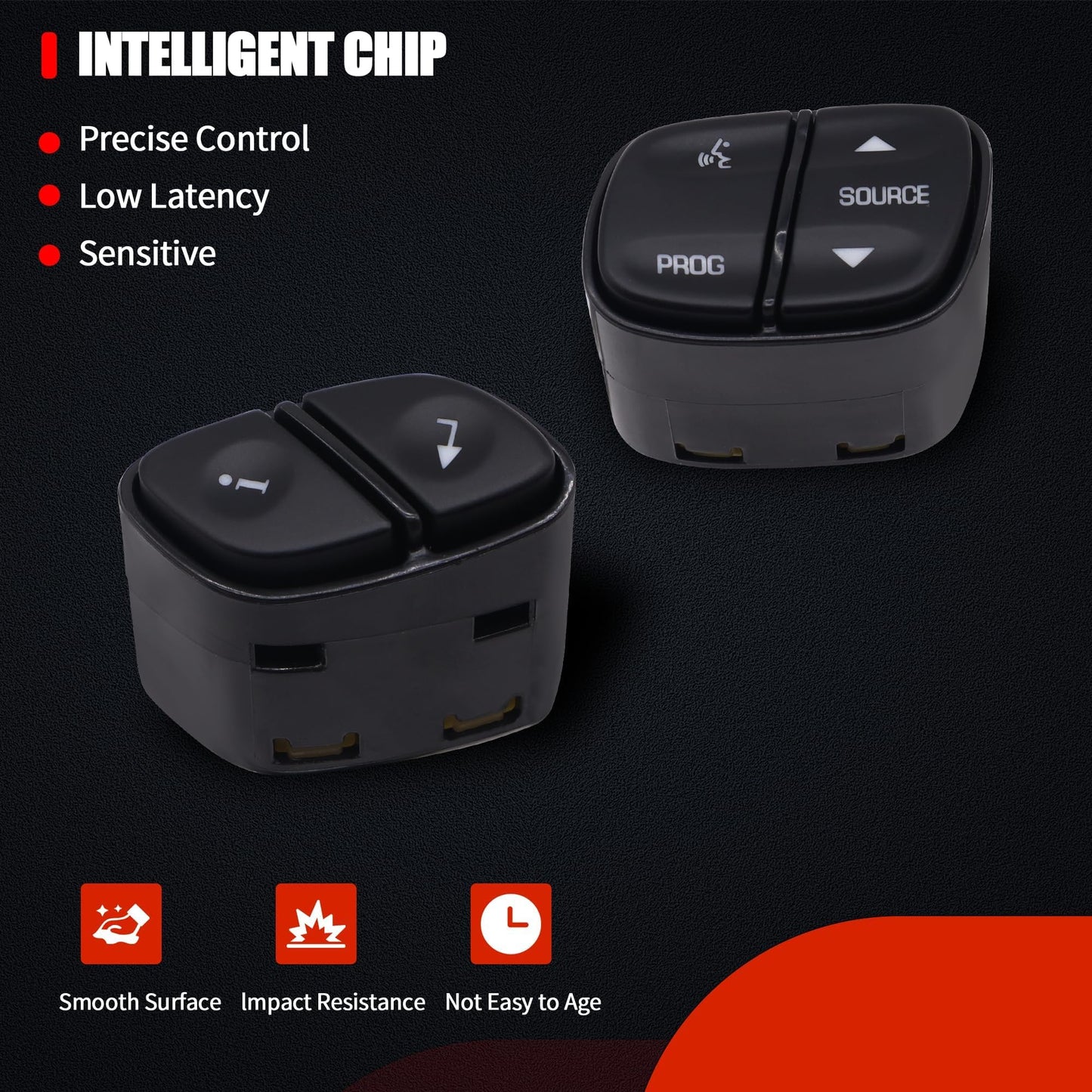 HiSport Steering Wheel Control Switch Button - Compatible with Chevy GMC Cadillac Silverado Tahoe Suburban Sierra Avalanche Yukon Envoy Escalade Replace 21997738, 21997739, 1999442, 1999443