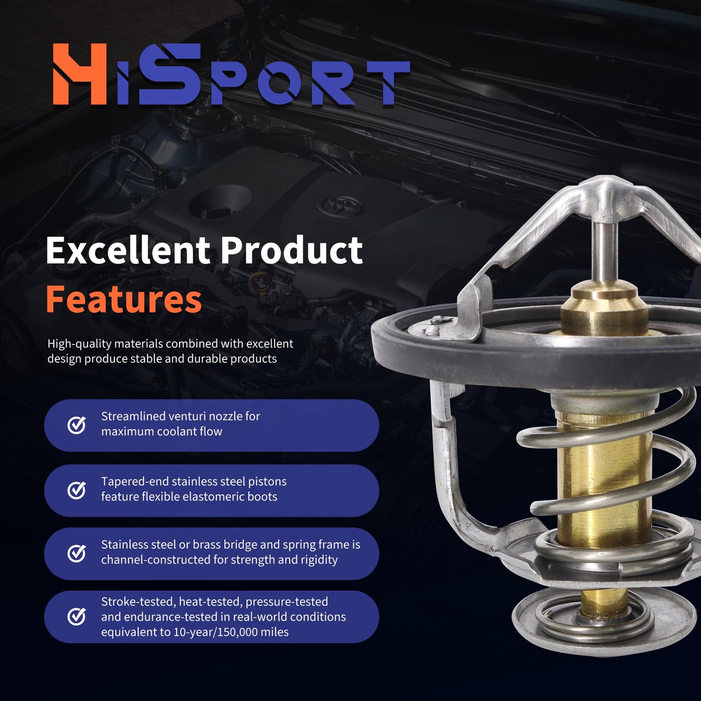 HiSport Thermostat - Compatible with Jeep Commander Grand Cherokee Grand Cherokee L Grand Wagoneer Wagoneer Wrangler 2005-2023 - Replace 52028898AE