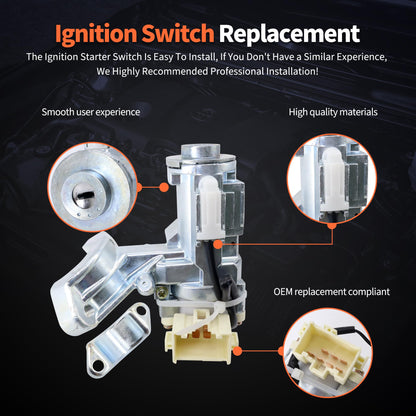 HiSport Ignition Lock Cylinder Switch W/Key 45020-06-4 45020064 Compatible with Toyota Camry 2002 2003 2004 2005 2006 No Chip