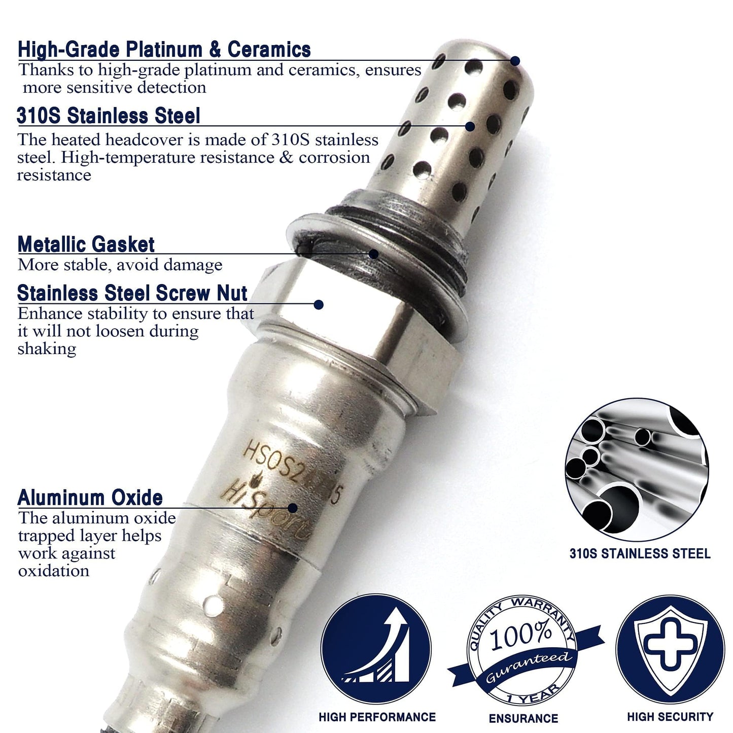 HiSport 250-24785 Oxygen Sensor Compatible with Acura MDX 2007-2020 RDX 2007-2024 RL 2009-2012 RLX 2014-2020 TL 2007-2014 TLX 2015-2020 TSX ZDX, Honda Accord Crosstour Odyssey Passport Pilot Ridgeline