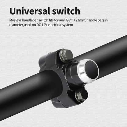HiSport Aluminum 7/8" Motorcycle Handlebar Control Horn Start/Stop On/Off Switch Button Momentary Action with Two Bullet Connectors Black Button 12V