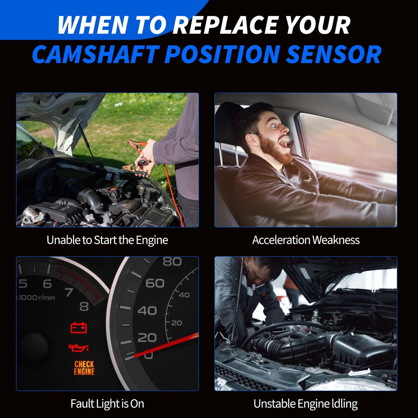 HiSport 96253544 Engine Camshaft Position Sensor Compatible with Chevrolet Aveo 2004-2018, Aveo5 2006-2011 & Pontiac G3 2009-2010, Wave 2005-2008, Wave5 2005-2007, L4 1.6L Replacement Part