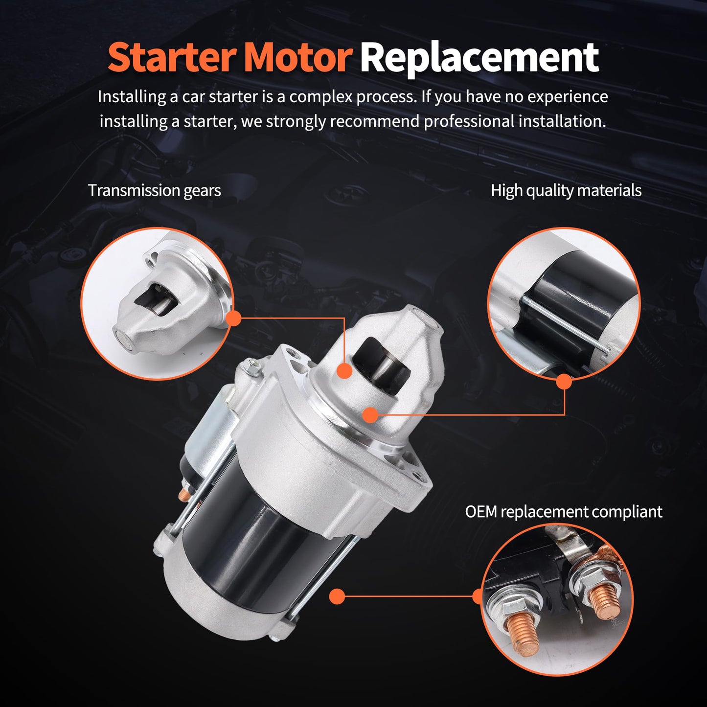 HiSport 21163-7023 Starter Motor - Compatible with John Deere 636M 647A 648M 648R 652B 652M 652R 661R Z655 Z665 Z910A Z920A Z920M Z920R Kawasaki FX651V FX691V FX730V 18.5HP 20.5HP 22HP 23HP 23.5HP