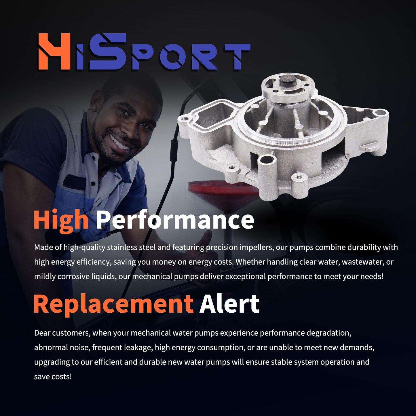 HiSport Engine Water Pump AW5092 252-821 89036356 Replacement for Buick Chevy GMC Pontiac 2001-2017 Saab Saturn Allure LaCrosse Regal Malibu Cavalier Classic Cobalt Equinox Oldsmobile Alero