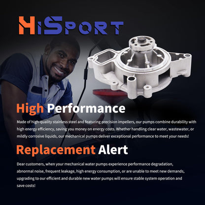 HiSport Engine Water Pump AW5092 252-821 89036356 Replacement for Buick Chevy GMC Pontiac 2001-2017 Saab Saturn Allure LaCrosse Regal Malibu Cavalier Classic Cobalt Equinox Oldsmobile Alero