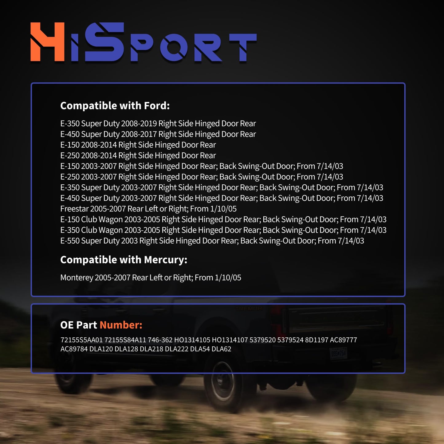 HiSport 4C2Z16218A42CA Door Latch Lock Actuator - Compatible with Ford E-350 Super Duty E-450 Super Duty E-250 Freestar E-150 Club Wagon E-350 Club Wagon E-550 Super Duty Mercury Monterey 2003-2019