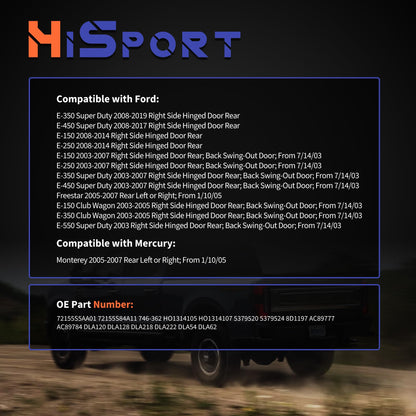 HiSport 4C2Z16218A42CA Door Latch Lock Actuator - Compatible with Ford E-350 Super Duty E-450 Super Duty E-250 Freestar E-150 Club Wagon E-350 Club Wagon E-550 Super Duty Mercury Monterey 2003-2019