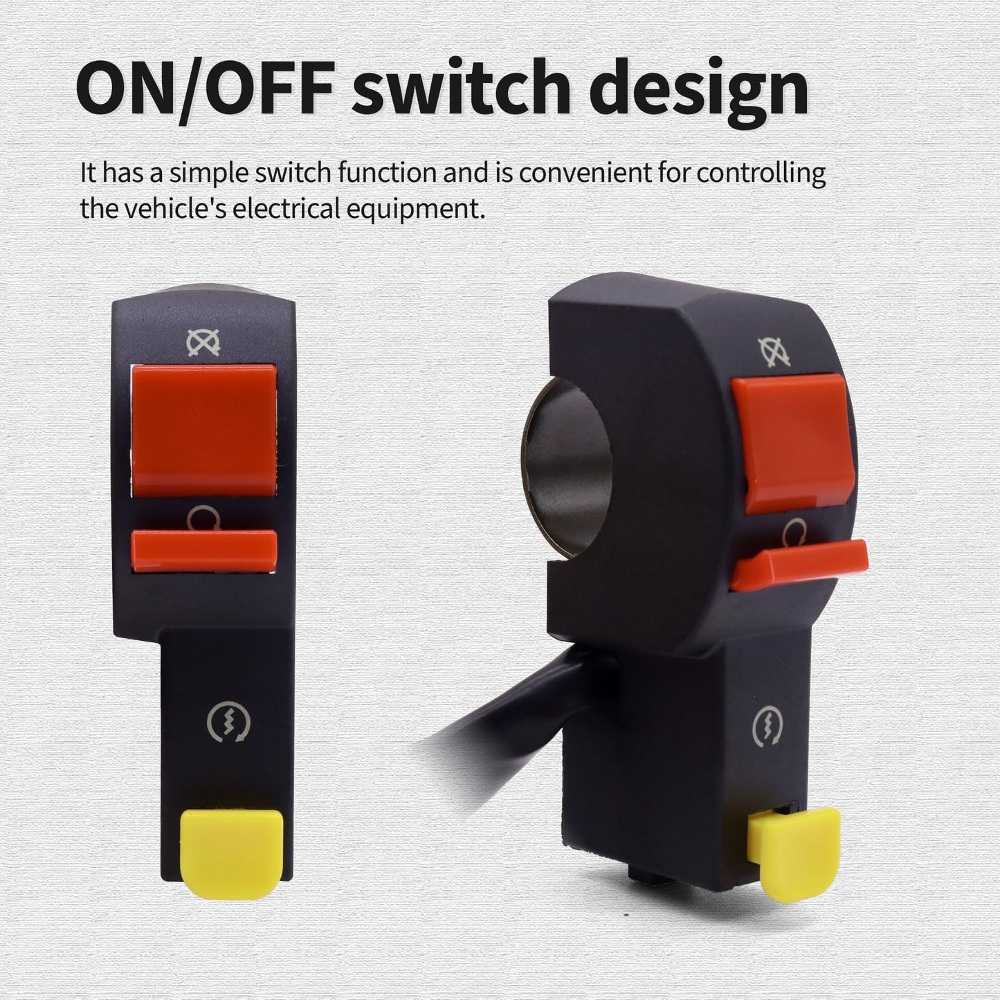 HiSport 12V Universal Handlebar Switch ON/Off 7/8" 22mm Start/Kill Starter/Stop Motorcycle Light Switch Compatible with Scooter Pit Dirt Bike K-F005, Mini Bike