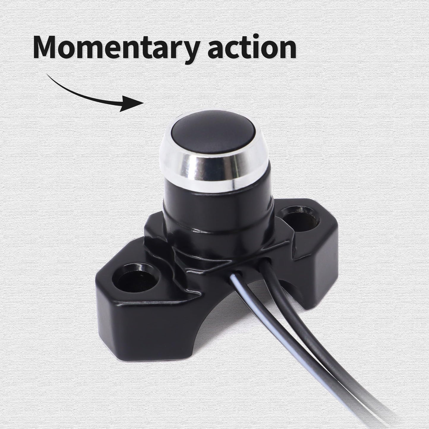 HiSport Aluminum 7/8" Motorcycle Handlebar Control Horn Start/Stop On/Off Switch Button Momentary Action with Two Bullet Connectors Black Button 12V