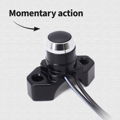 HiSport Aluminum 7/8" Motorcycle Handlebar Control Horn Start/Stop On/Off Switch Button Momentary Action with Two Bullet Connectors Black Button 12V