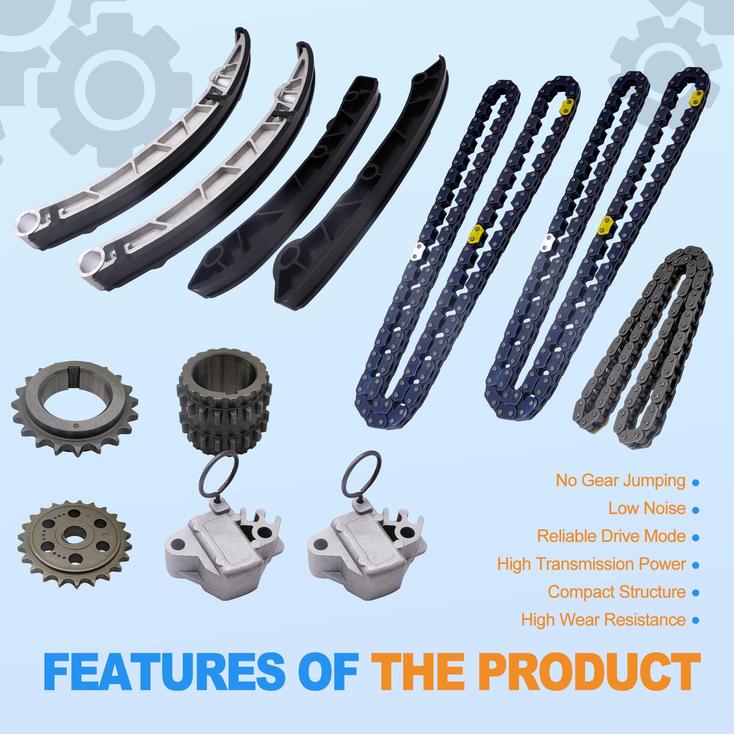 HiSport Timing Chain Kit - Compatible with LAND ROVER LR4/RANGE ROVER/RANGE ROVER SPORT 2010-2015, 3.0L V6/5.0L V8 Engine,replaces LR051013 LR051008 LR051011 LR051012 LR032048 LR051008