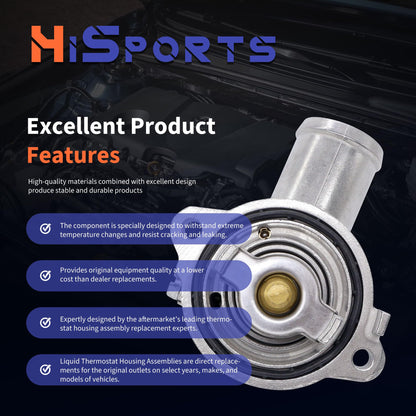 HiSport Thermostat Housing Assembly - Compatible with Chrysler 300 2011-2023 | Dodge Challenger Charger 2011-2023 - Replace 902-3035HP