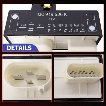 HiSport Cooling Fan Control Module Relay Radiator Unit 1J0919506K 902419 Compatible with Audi TT Quattro Replacement for Volkswagen Beetle Golf Jetta