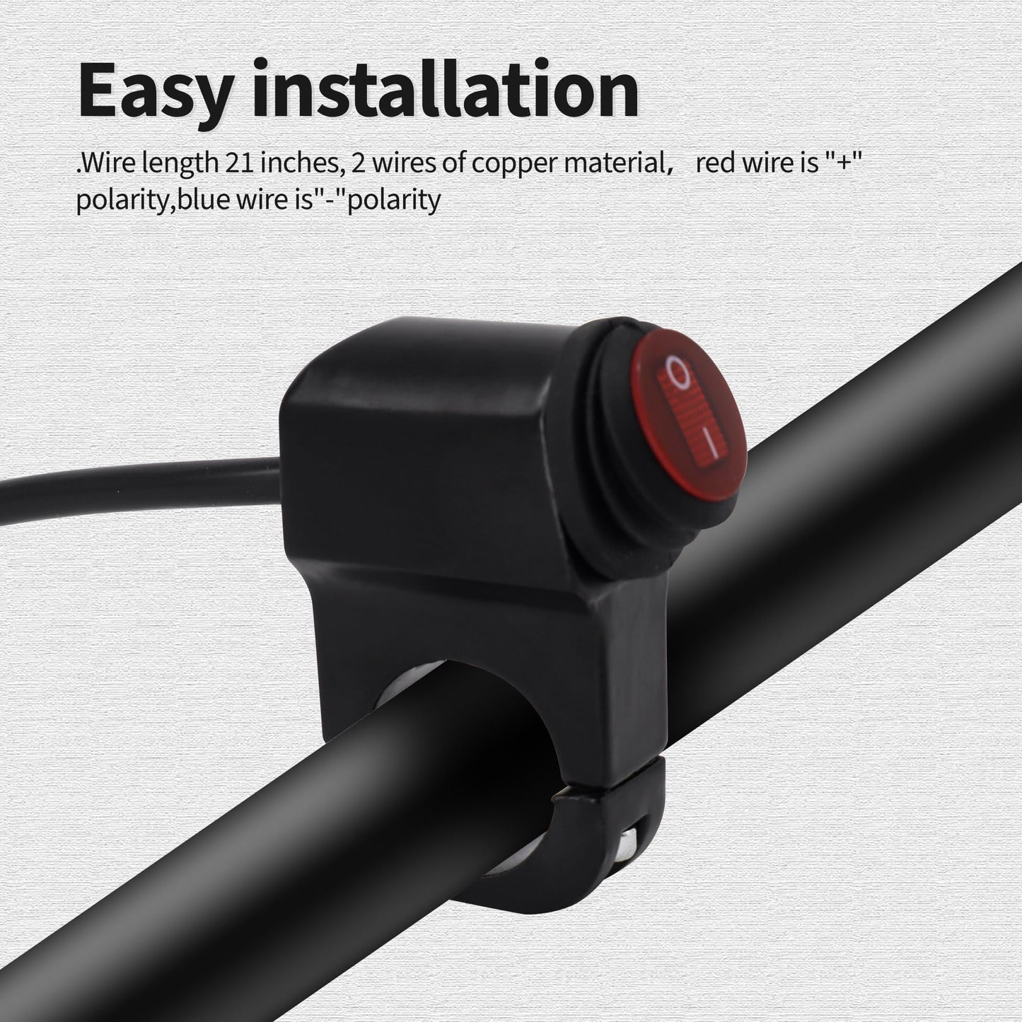 HiSport 1PC Motorcycle Handlebar Switch Plug and Play 12V ATV Handlebar Light Switch Push Button Waterproof ON Off Switches Compatible with ATV UTV Driving Lights- Fits 7/8" Handlebars (22mm)