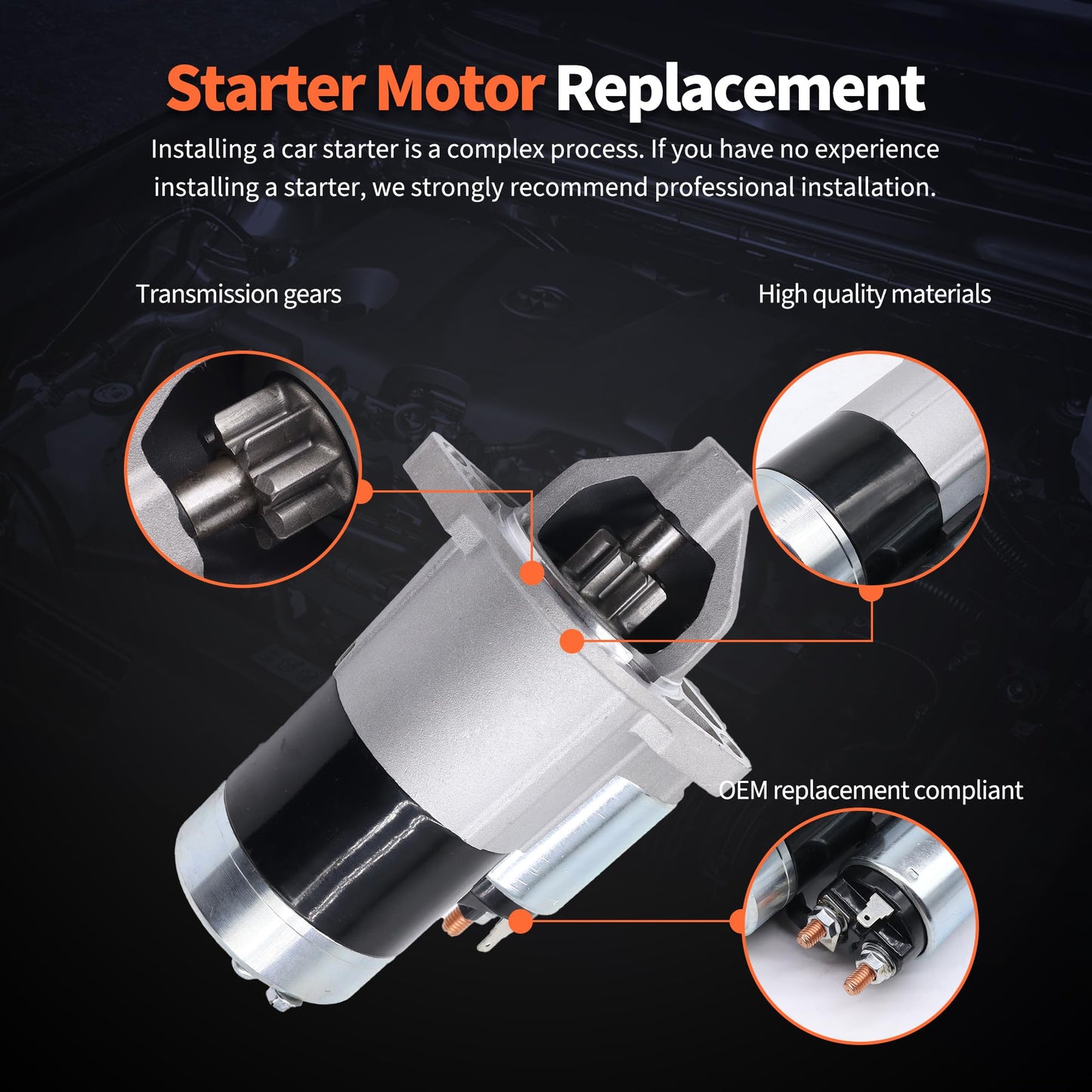 HiSport 1G023-63010 New Starter Motor 12V 8-Tooth - Compatible with Kubota Engines Compatible with Grasshopper 325d 0.9 2012 / 722d 0.9 2012 / 722d Mowers - Replace 19107