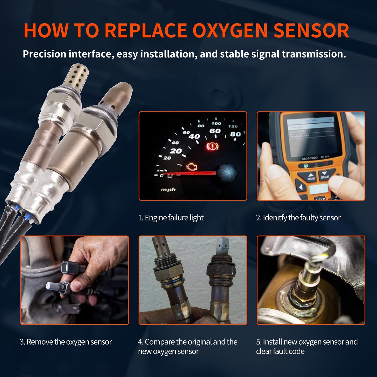 HiSport O2 Oxygen Sensor Upstream Downstream - Compatible with Toyota Camry 2004-2011 RAV4 2006-2008 Replaces 234-4622 234-9049