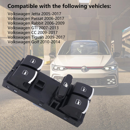HiSport 11K4959857 Master Power Window Switch Front Left (Driver Side) Compatible with Volkswagen CC 2009-2017,Golf 2010-2013,GTI 2007-2013,Jetta 2005-2017,Passat 2006-2017,Rabbit 2006-2009,Tiguan