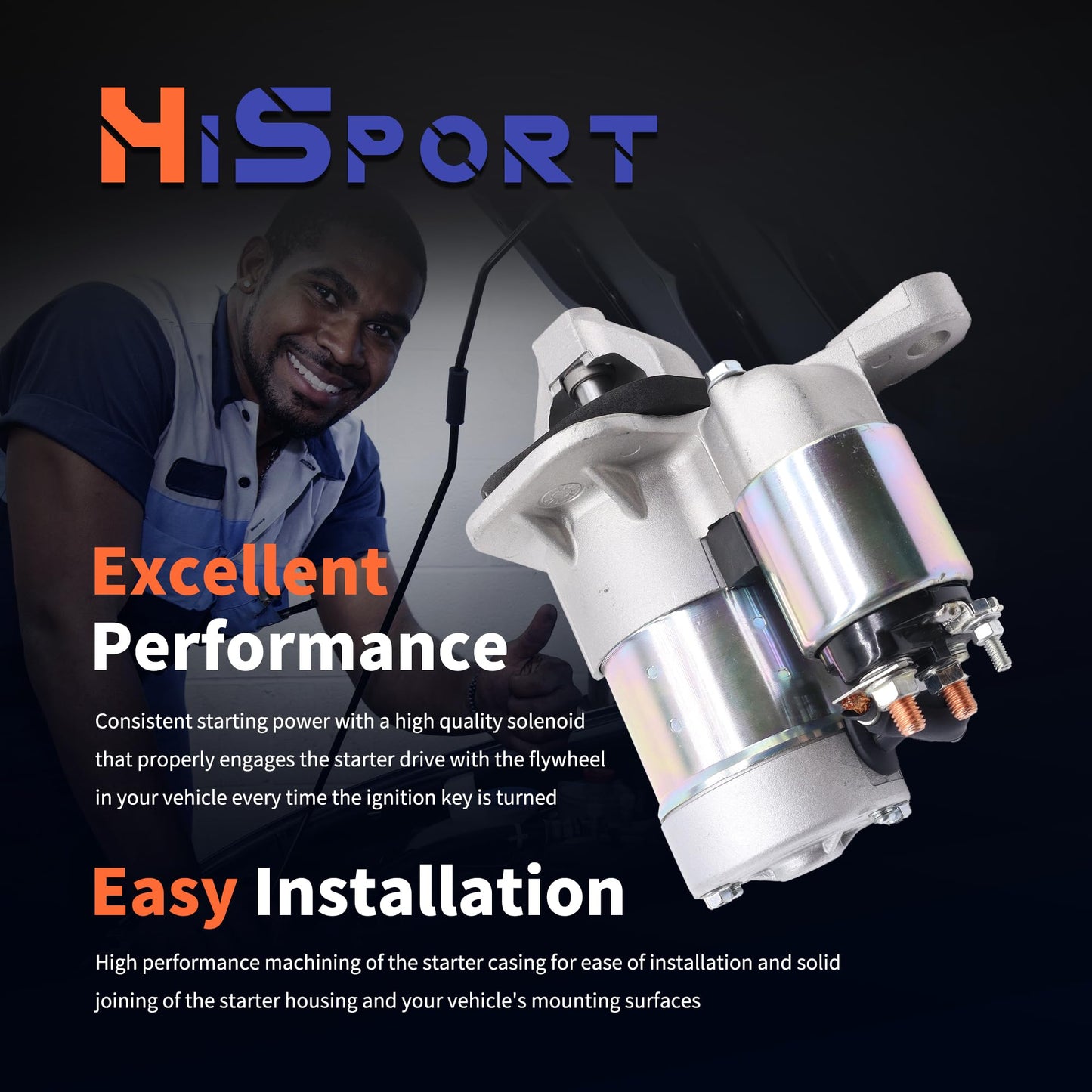 HiSport New Starter Motor - Compatible with Chevy City Express Compatible with Nissan NV200 Sentra Juke Cube Tiida Versa Micra 2007-2021 - Replace 19317693