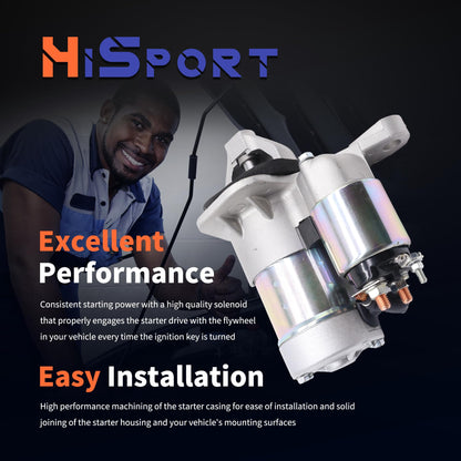 HiSport New Starter Motor - Compatible with Chevy City Express Compatible with Nissan NV200 Sentra Juke Cube Tiida Versa Micra 2007-2021 - Replace 19317693